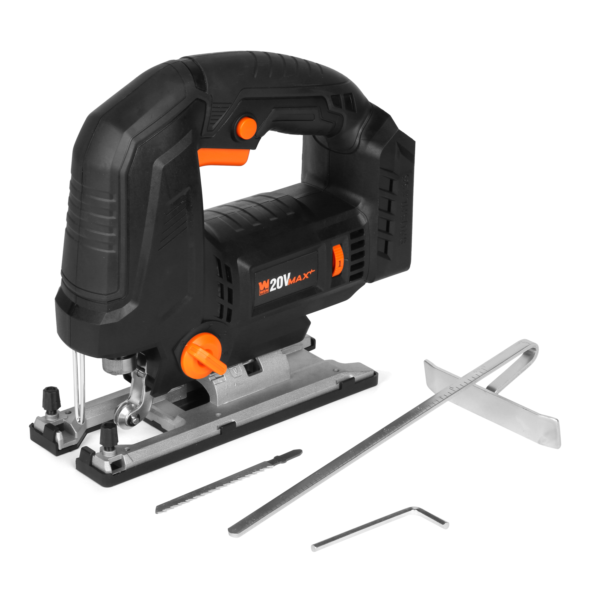 WEN Cordless Brushless Auto Jigsaw - 20V, 3100 SPM, LED Light, Tool Only, Model# 20670BT